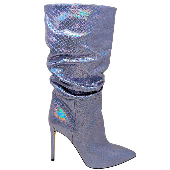 Paris Texas Slouch Boots | Iridescent Holographic Snakeskin | Size EU 40 US 10 - Picture 1 of 7